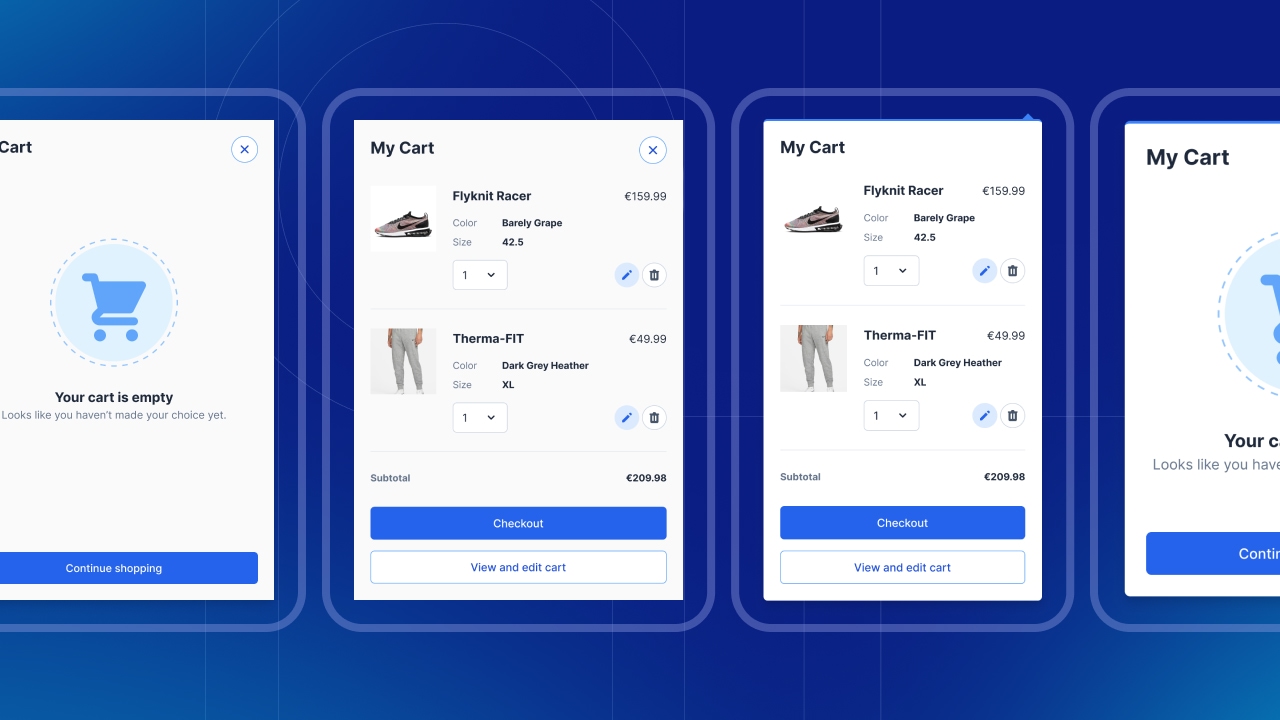 Hyvä UI mini cart designs