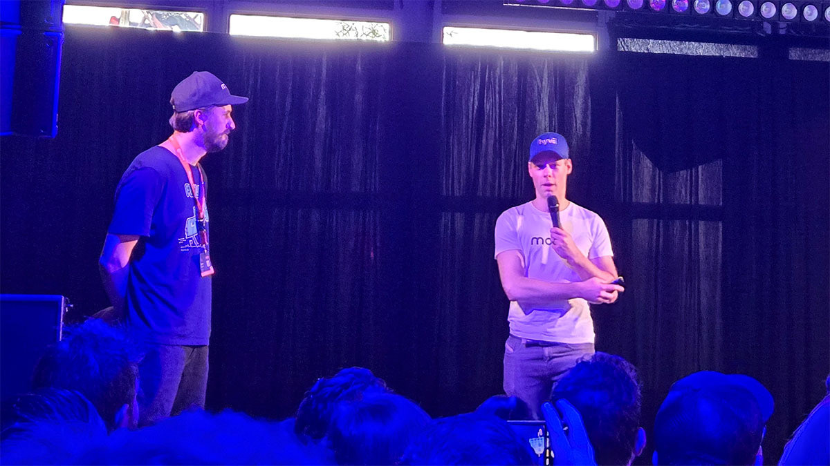 Ken from Mollie on stage with Willem at Meet Magento NL 2024