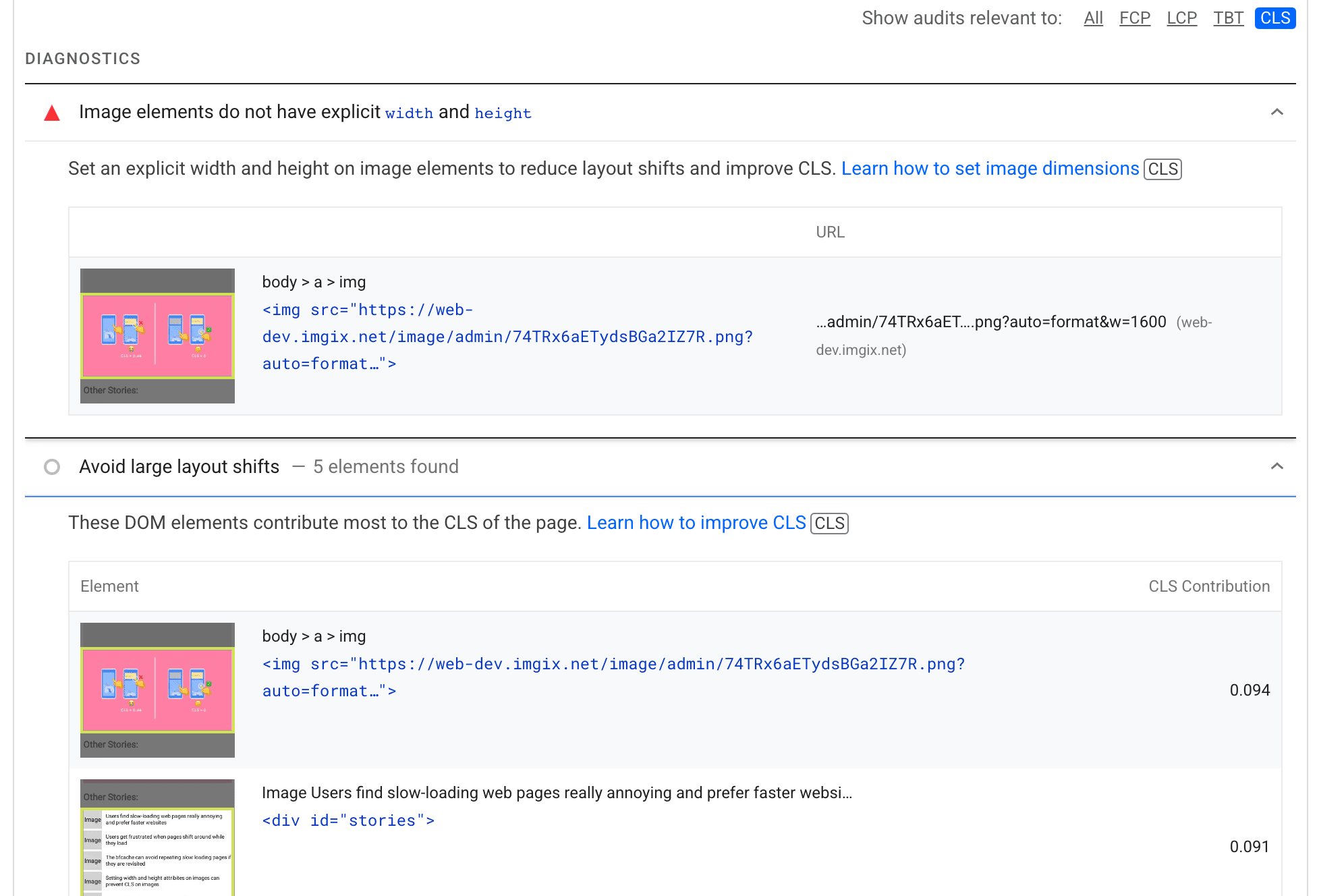 Lighthouse_screenshot_CLS_webdev