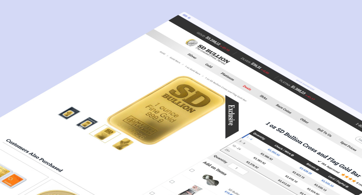 SD Bullion +40% increase in conversion rates across all product categories  +35% increase in mobile conversions  +15% uplift in average order value