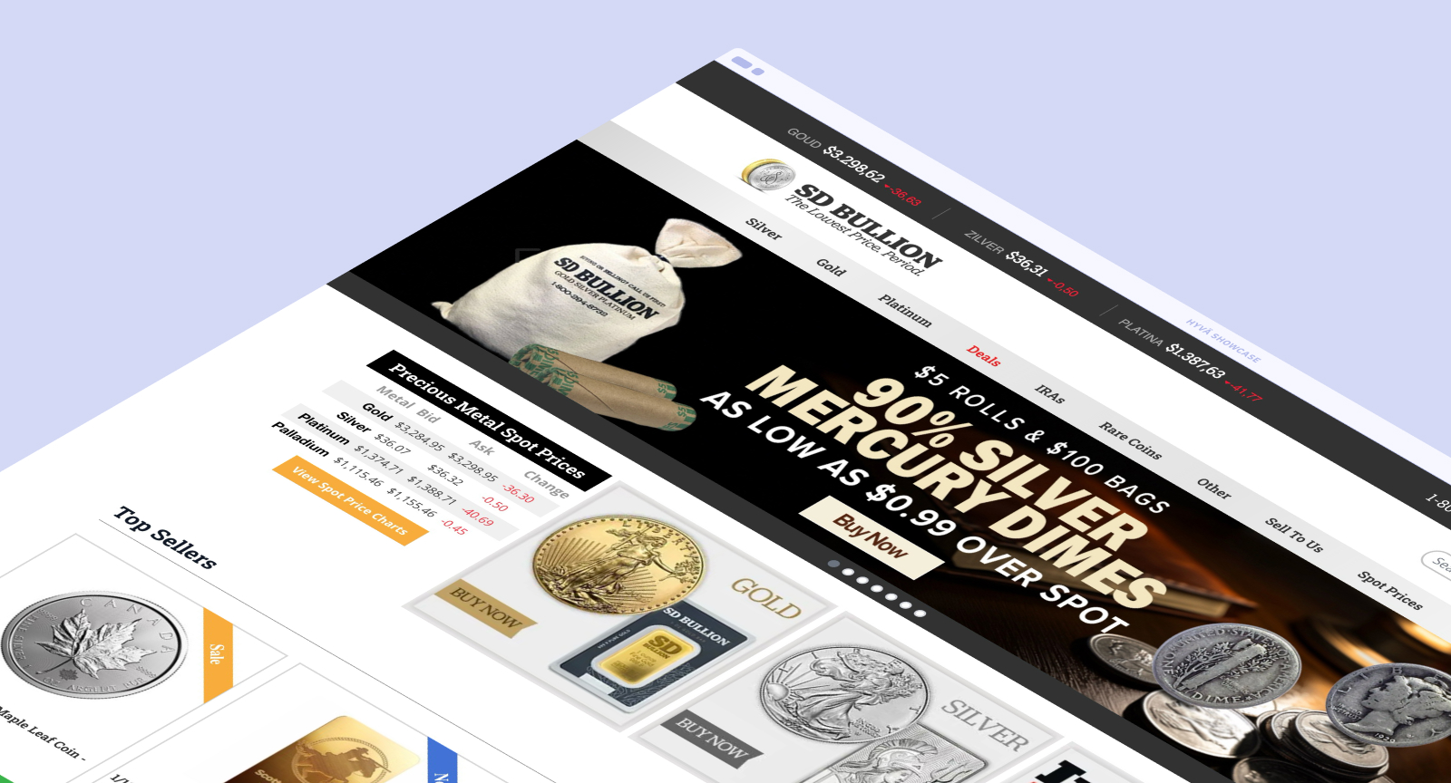 SD Bullion +40% increase in conversion rates across all product categories +35% increase in mobile conversions +15% uplift in average order value